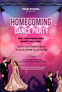 Purple Maximalist Homecoming Dance Template Design Poster Affiche