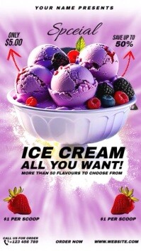 Purple Ice Cream Promotion Instagram Reel Template