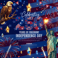 Purple Maximalist Independence Day Celebration Square Video Kvadrat (1:1) template