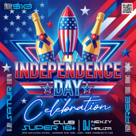 Purple Maximalist Independence Day Celebration Square Video Quadrado (1:1) template