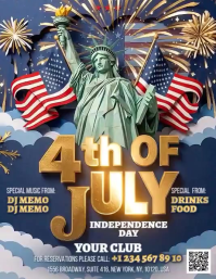 Purple Maximalist Independence Day Celebration Flyer Video Volantino (US Letter) template