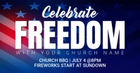 Purple Maximalist Independence Day Church Service Facebook Shared Image template