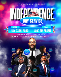 Purple Maximalist Independence Day Church Service Editable  Poster/wallboard 海报/墙板 template