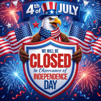 Purple Maximalist Independence Day Closure Square Video Quadrato (1:1) template