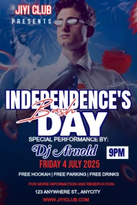 Purple Maximalist Independence Day Club Invitation Flyer Free Editable Social Media Promotional Temp Pinterest Graphic template