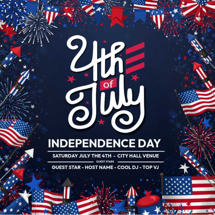 Purple Maximalist  Independence Day  Party, Instagram Post Wpis na Instagrama template