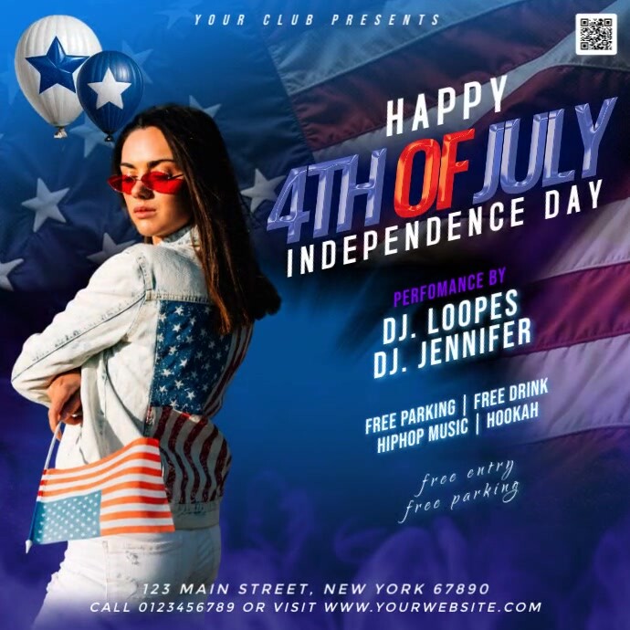 Purple Maximalist Independence Party Instagram Post template
