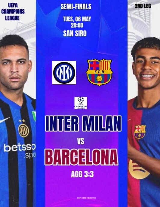 Purple Maximalist Inter Milan Vs Barcelona  Flyer (us Letter) template