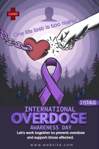 Purple Maximalist International Overdose Awar Poster template