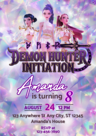 Purple Maximalist K-pop Birthday Party A6 template