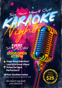 Purple Karaoke Night A5 Template