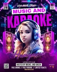Purple Maximalist Karaoke Night Party Instagram Portrait template
