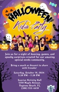 Purple Maximalist Kids Halloween Party  Tabloid template