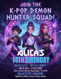 Purple Maximalist Kpopdemonhuntbirthday Flyer (us Letter) template