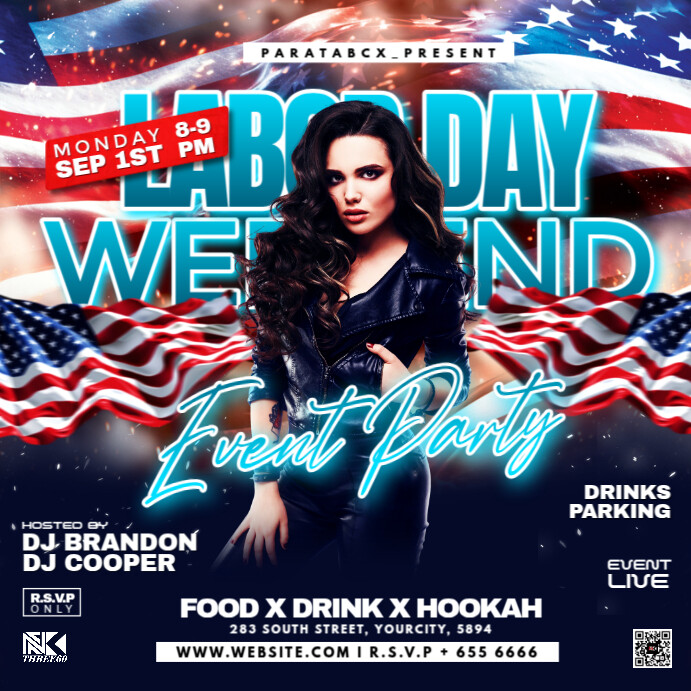 Purple Maximalist Labor Day Party Custom Template Instagram Post