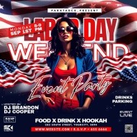 Purple Maximalist Labor Day Party Online Editable Template Square (1:1)