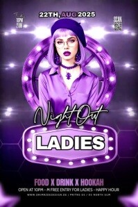 Purple Maximalist Ladies Night Party Flyer Poster template