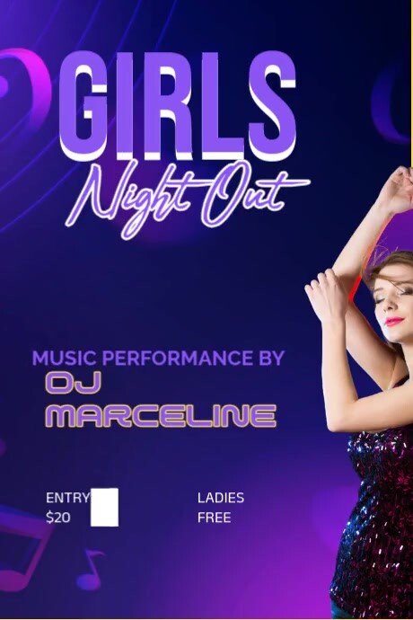 Purple Maximalist Ladies Night  Poster template