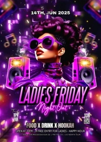 Purple Maximalist Ladies Party Flyer A6 template