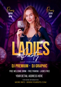 Purple Maximalist Ladies Party Flyer Template A5
