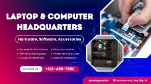 Pink Computer Store Advertisement Digitalt display Template