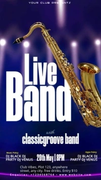 Purple Maximalist Live Band Concert Digital Display (9:16) template