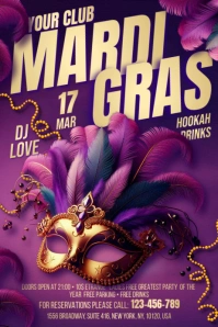 Purple Maximalist Mardi Gras Banner 4' × 6' template
