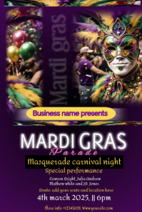 Violet Purple Maximalist Mardi Gras carnival  Pinterest Graphic Pinterest-grafik Template
