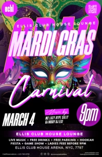 Purple Maximalist Mardi Gras  Half Page Wide Szeroki pół strony template