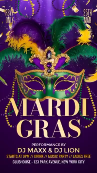 สีม่วง Mardi Gras Party Instagram Story Template