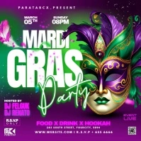 Purple Maximalist Mardi Gras Party New Design Square (1:1) template