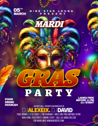 Purple Maximalist Mardi Gras Party Template Flyer (us Letter)