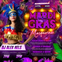 Purple Maximalist Mardigras Masquerade Instagram Post template