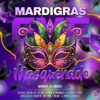 Purple Maximalist Mardigras Masquerade Instagram Post template