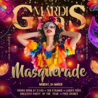 Purple Maximalist Mardigras Party Instagram Post Instagram-Beitrag template