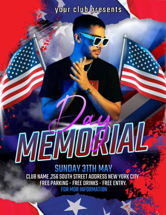 Purple Maximalist Memorial Day Flyer (us Lett template