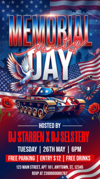 Purple Maximalist Memorial Day Party Instagram Story template