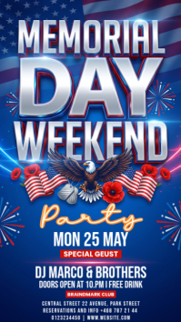 สีม่วง Memorial Day Party Instagram-verhaal Template