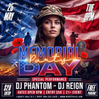 Purple Maximalist Memorial Day Party Instagram Post Video template