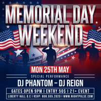 Purple Maximalist Memorial Day Weekend Event Square Video Kwadrat (1:1) template