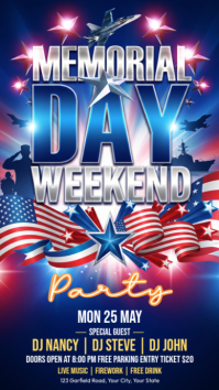 Purple Memorial Day Weekend Party Instagram Story Template