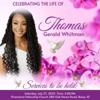 Purple Maximalist Memorial Funeral Announcement Flyer, Funeral  Instagram Post template