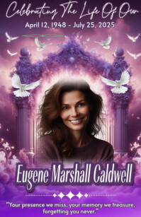 Purple Maximalist Memorial Funeral Announcement Flyer, Funeral  Tabloid Boulevardzeitung template