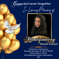Purple Maximalist Memorial Funeral Announcement Flyer, Funeral Instagram Post template