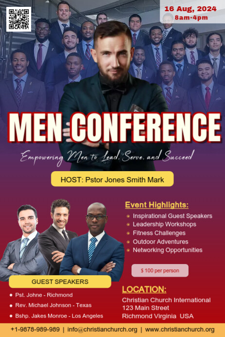 Purple Maximalist Men Conference Event Ad Poster template
