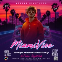 Purple Maximalist Miami Vice Instagram Post template