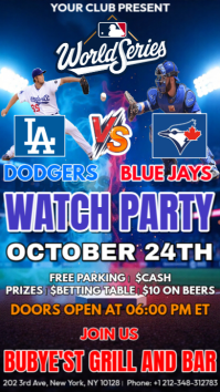Purple Maximalist Mlb World Series 2025: Los Angeles Dodgers Vs Toronto Blue Jays Watch Party Instag Instagram Story template