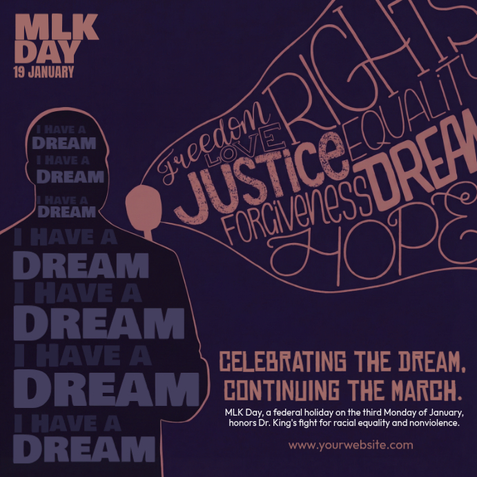 Copy of Purple Maximalist Mlk Day Instagram Post | PosterMyWall