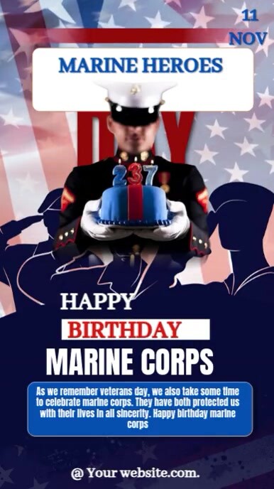 Purple Maximalist Mp4 Video Of Marine Corps Birthday Celebrations Online Design Flyer/template  Inst Instagram-verhaal