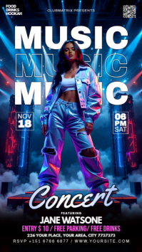 Purple Maximalist Music Concert  Instagram Story template